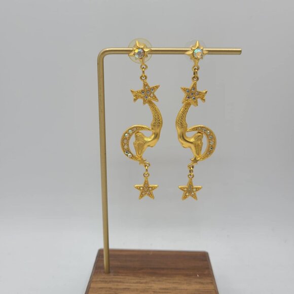 Kirks Folly Vintage Gold Tone Moon and Start Mermaid Earrings NWOT! - Picture 16 of 16